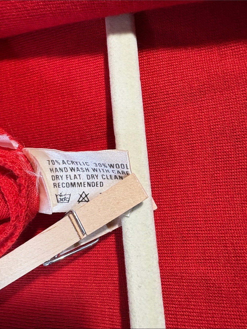 Vintage red and gray wool blend cardigan, L - Picture 3 of 4